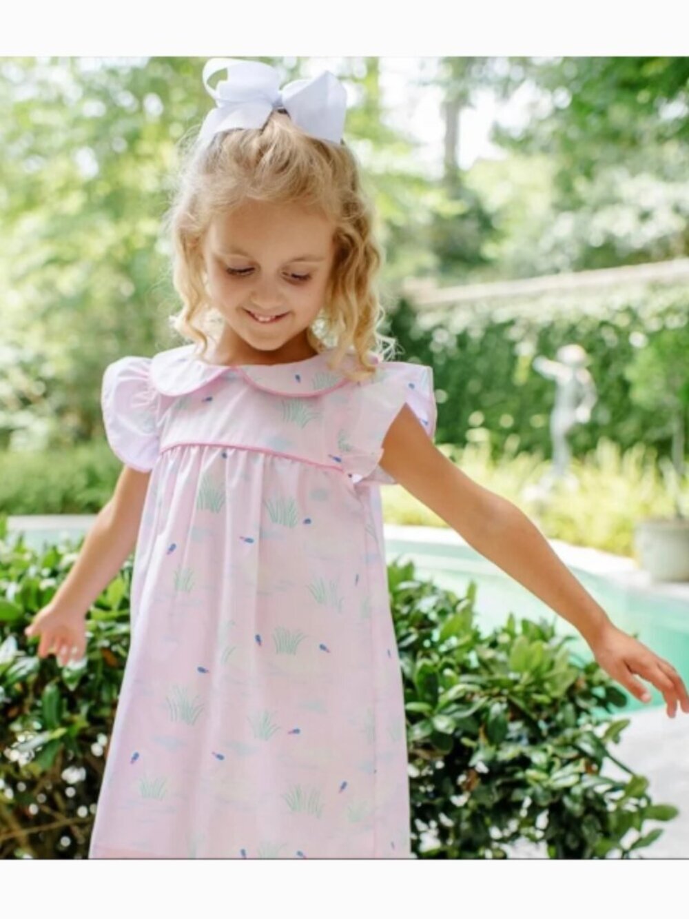 Beaufort Bonnet Company Swan In A Million Pink Short Sleeve Cotton Dress 7
